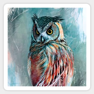 Great Horned Owl Digital Painting Sticker